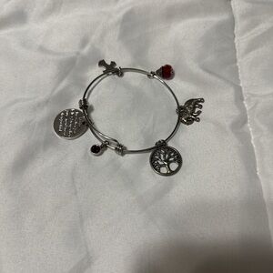 Silver Charm Bracelet with Red Accents